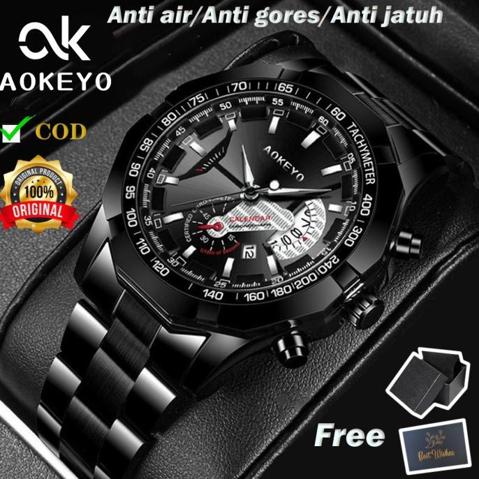 Aokeyo S001 Jam Tangan Pria Anti Air Original Luxury Stainless Steel
