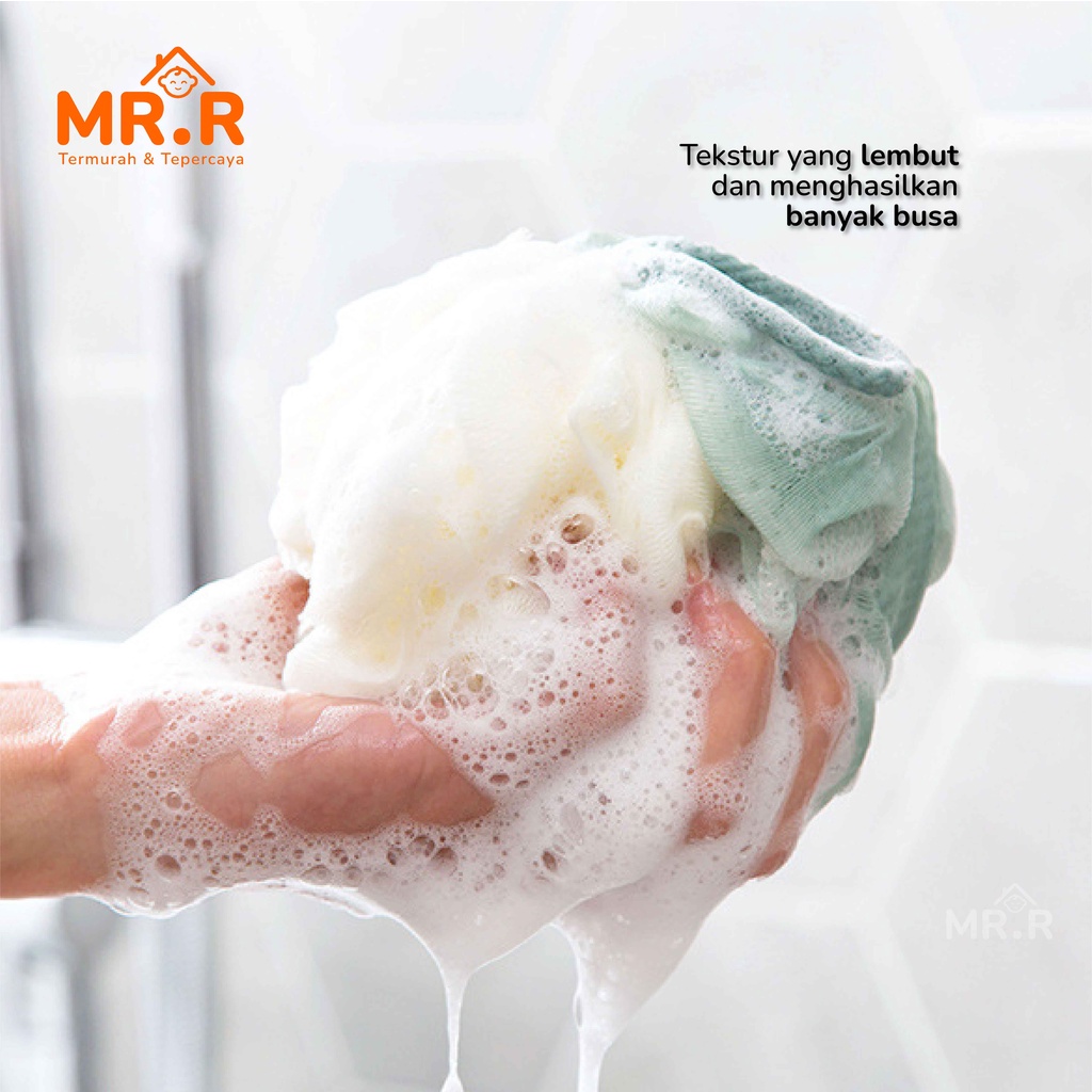 Spons Mandi Lembut Spon Bola Jaring Busa Shower Puff Bath Ball Foaming Sponge Peralatan Mandi Badan