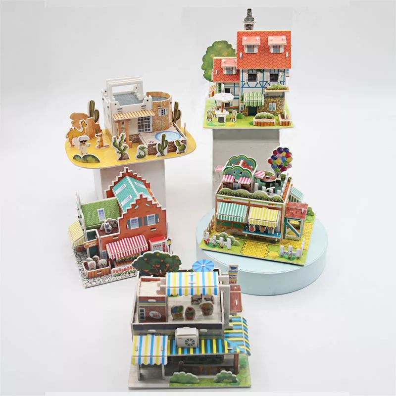 Mainan Edukasi Anak Puzzle 3D Miniatur DIY Jigsaw Kecil Part 6 Seri Exterior Bangunan Rumah