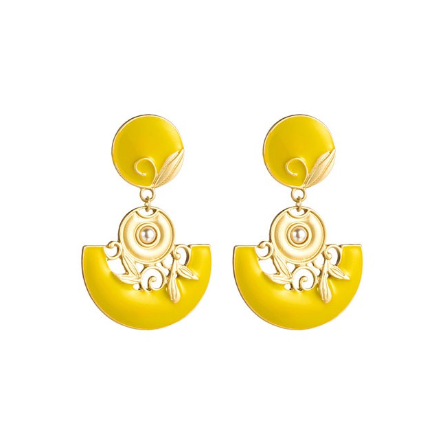 LRC Anting Tusuk Fashion Alloy Drop Oil Round Earrings D39142
