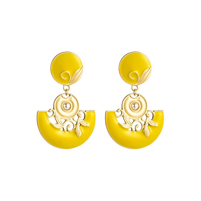 LRC Anting Tusuk Fashion Alloy Drop Oil Round Earrings D39142