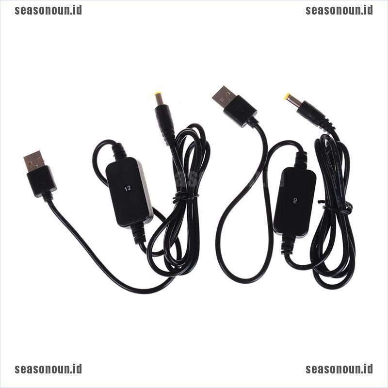 (sea) Kabel Konverter DC-DC USB 5V Ke 9V / 12V Jack 5.5x2.1mm