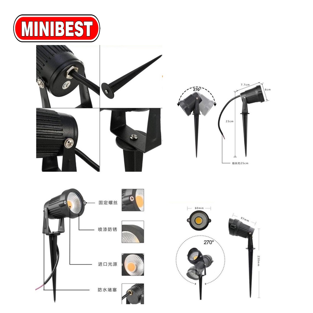 MB LAMPU TAMAN TANCAP / TEMPEL 5WATT/3WATT MODEL MATA DAN COB OUTDOOR WATERPROFF / SPOTLIGHT