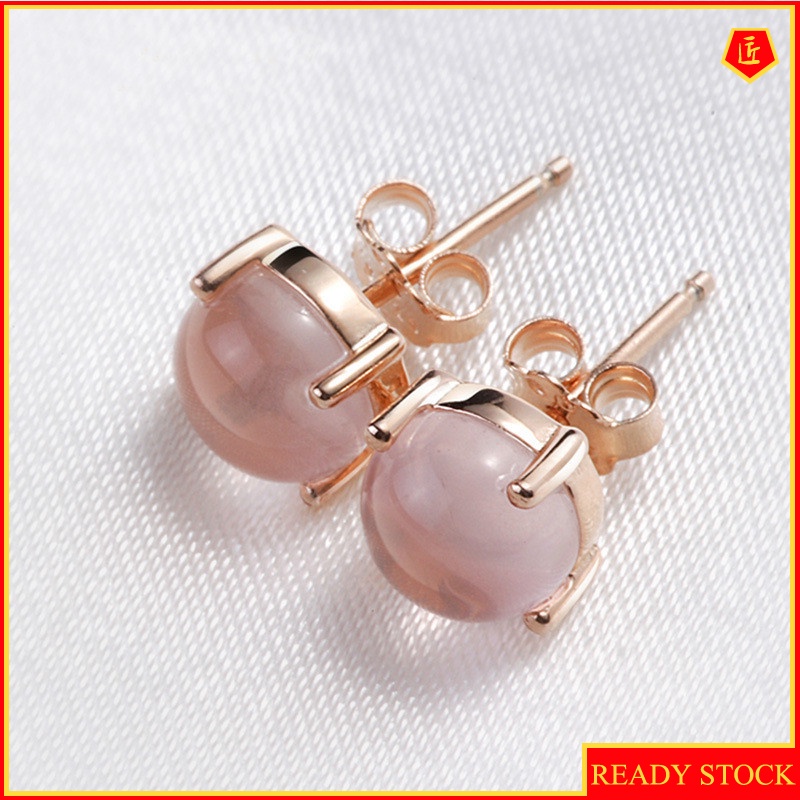 [Ready Stock]Women's Simple Ross Quartz Silver Stud Earrings Rose Gold