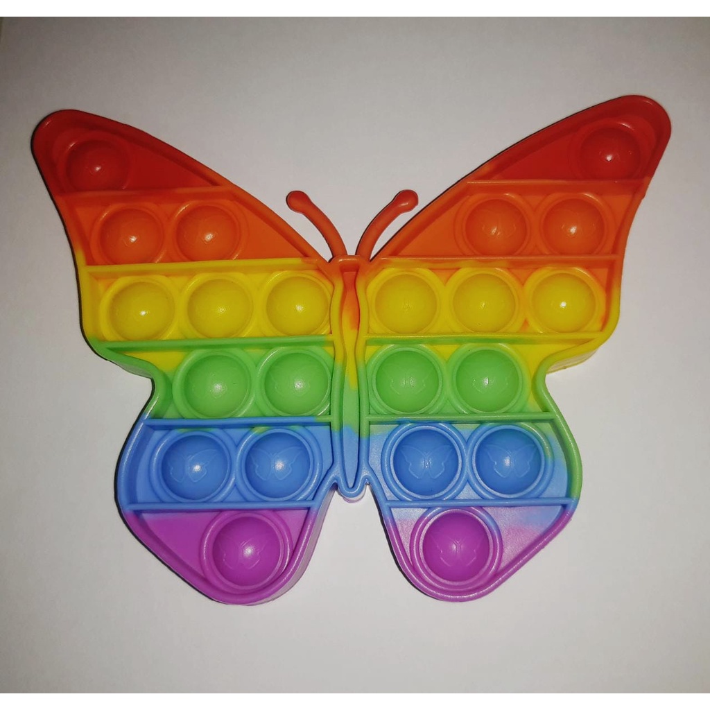 Mainan Pop it murah / UKURAN BESAR / popit Pop Its Square rainbow multicolor Fidget Toy Push bubble-kupu kupu
