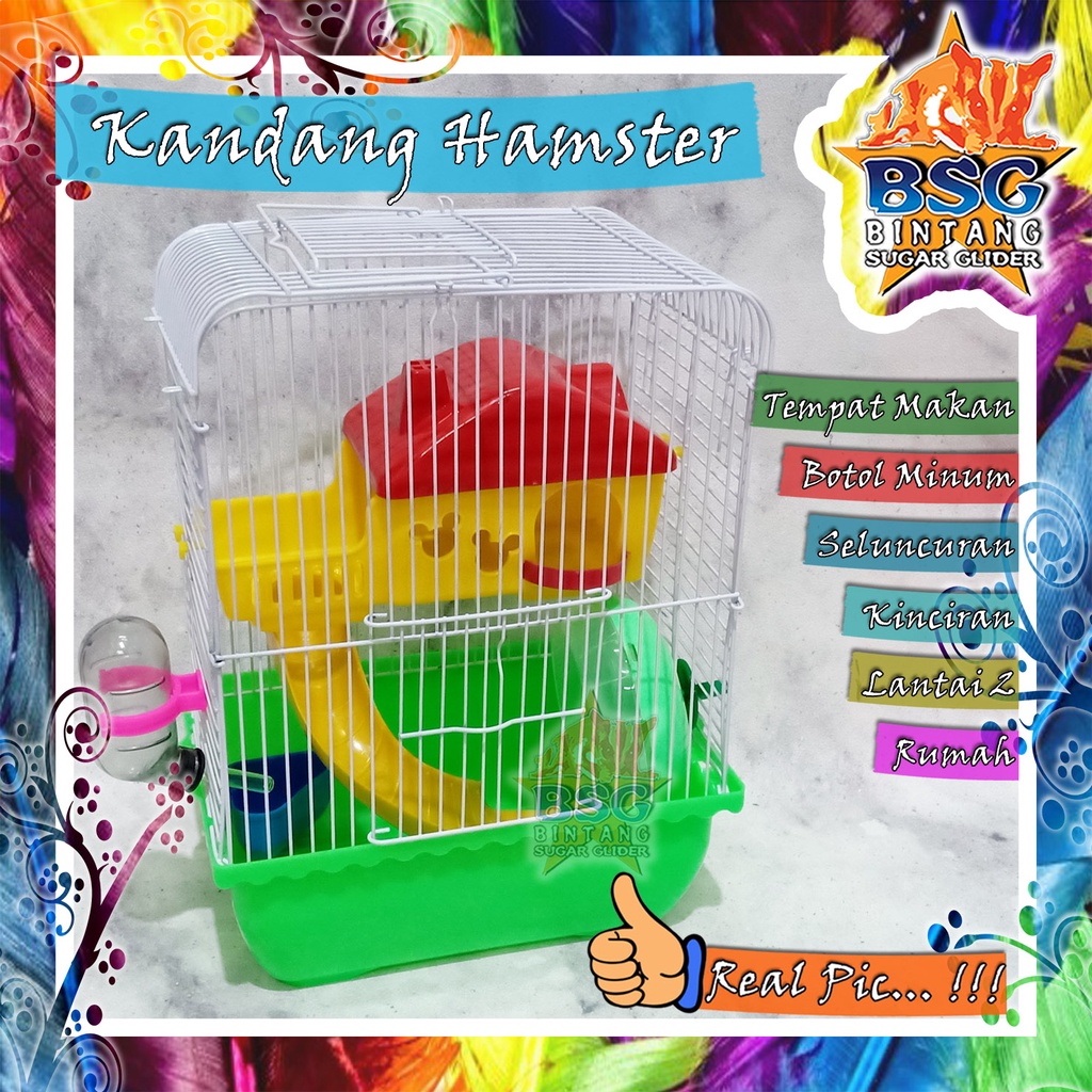 Kandang Hamster 2 Tingkat - Rumah Hewan - Mainan Hamster - Kinciran - Prosotan-Kotak