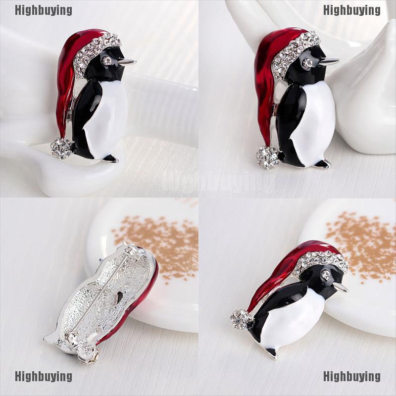 Hbid Glory Bros Pin Bentuk Penguin Elegan Aksen Berlian Imitasi Untuk Hadiah Natal