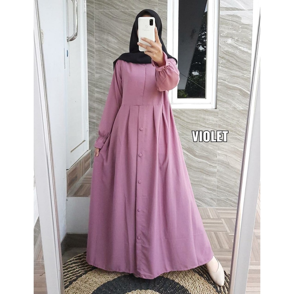 Gamis Wolfis Tebal / Dress Basic Kancing