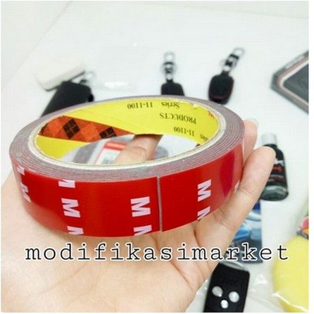 Double Tape 3M VHB original isolasi rumah mobil 20mm 12mm x 4.5 meter lem bolak balik dobel doble tip merah