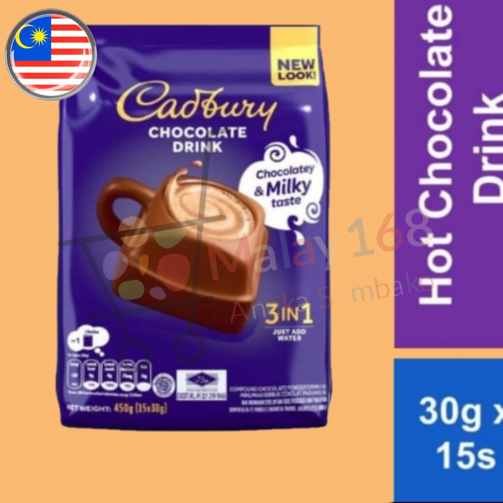 

CADBURY / CADBURRY HOT CHOCOLATE DRINK INSTANT 3IN1 / 3 IN 1/ MINUMAN COKLAT / COKELAT PANAS INSTAN