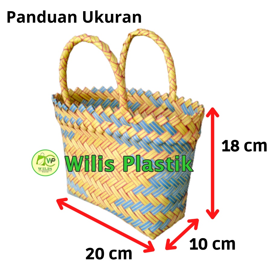 Tas Anyaman Plastik Hampers Lurik Mini (XS) Tas Souvenir Keranjang Jinjing Tas Wanita Parcel Hantaran Belanja Pasar