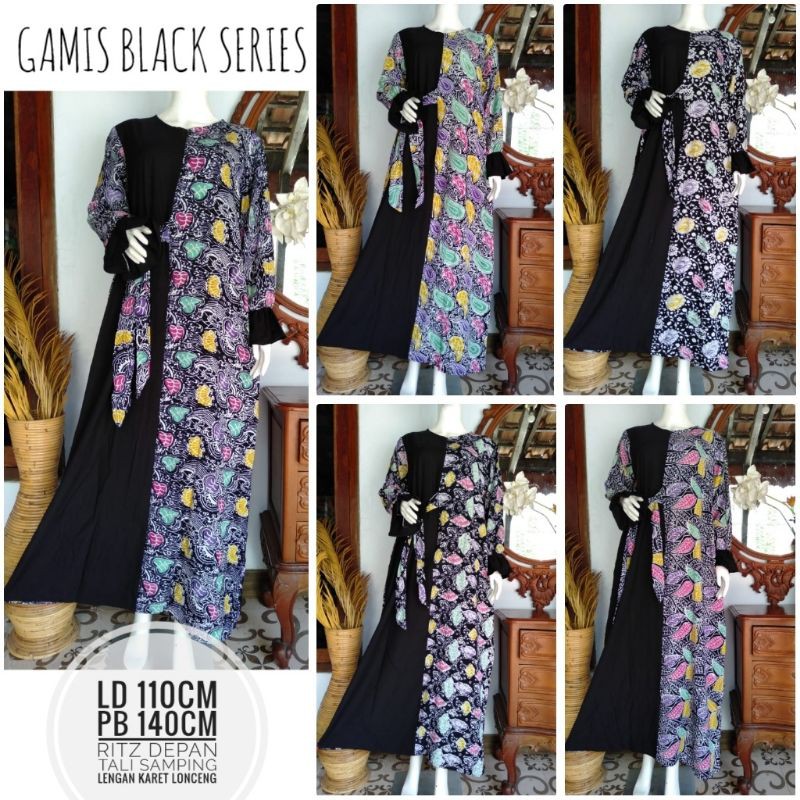 Gamis Batik Hitam / Gamis Black Series / Daster Batik Pekalongan