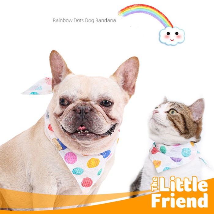 Bandana Bibs Scarf Collar Aksesoris Anjing Kucing Rainbow Dots Premium