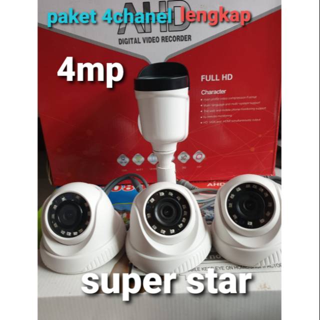 Paket cctv 4chanel 4mp hd turbo indoor outdoor