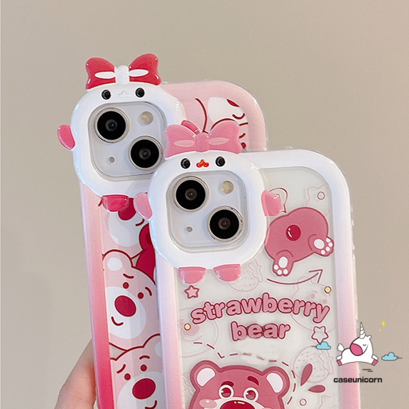 Soft Case TPU Motif Kartun Beruang Lotso 3D Untuk IPhone 11 13 12 14 Pro MAX XR X XS MAX 6 6S 7 8 14 Plus SE 2020