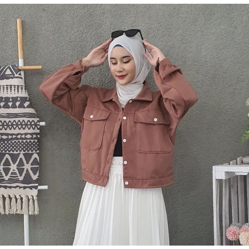 Ausy Jaket Crop Wanita | Sweater Kancing Jaket Wanita | Jaket Wanita Ootd Wanita Fashion Terbaru