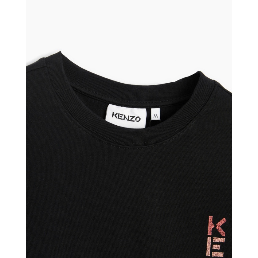 Knzo SS22 Men Embroidered Multicolor Logo Tee Black 100% Original