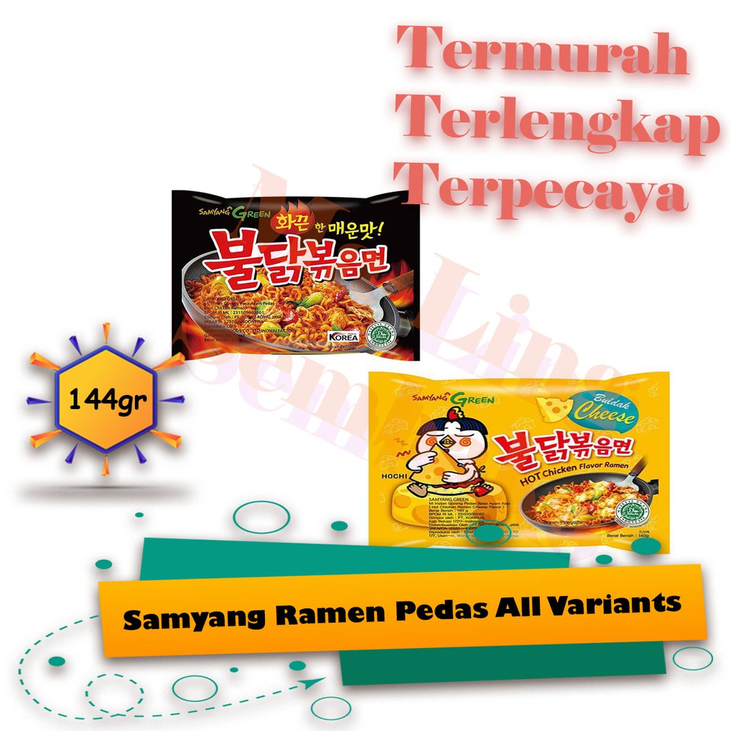 SAMYANG MIE INSTAN  GORENG PEDAS AYAM / GORENG PEDAS KEJU 140G, Mie Pedas, Mie Instant