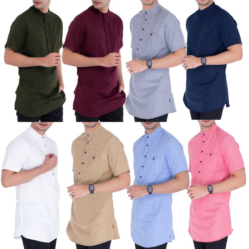 Baju Kurta Lengan Pendek Pria Polos