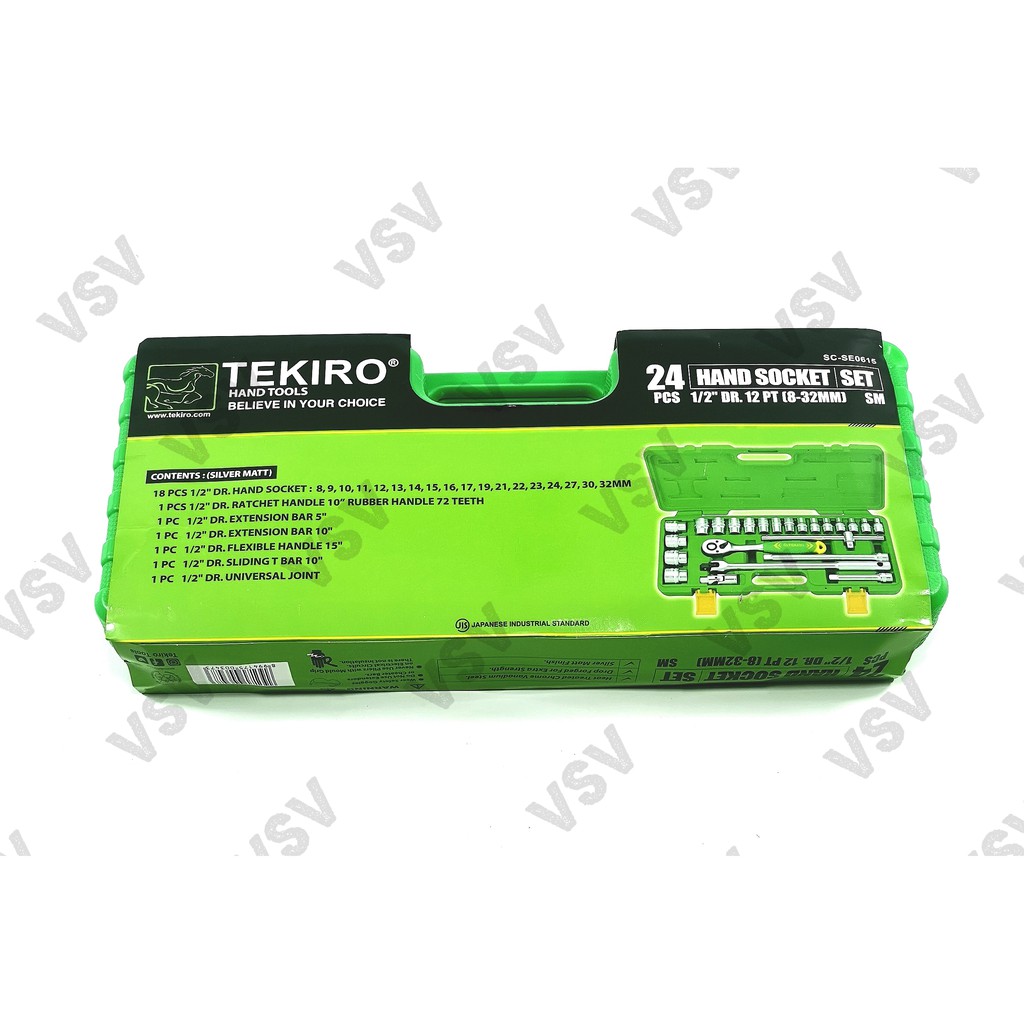 TEKIRO KUNCI SOK SET BOX PLASTIK 24pc 8-32mm 1/2&quot;DR Box Plastik Sock Set 24pc Tekiro soket set