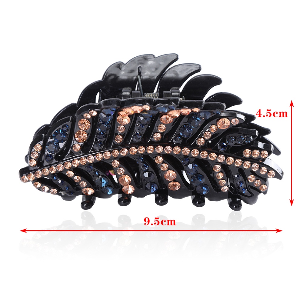 Rhinestone Leaves Hair Claw Clip Fashion Diamond Hairpin for Women Hair Accessories