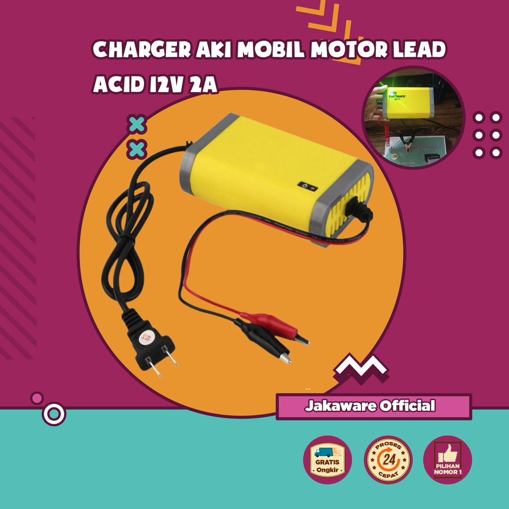 CHARGER AKI MOBIL MOTOR LEAD ACID CAS PORTABLE CAR BATTERY 2A 12V ALAT PENGECAS ACCU CHARGE CASAN TR
