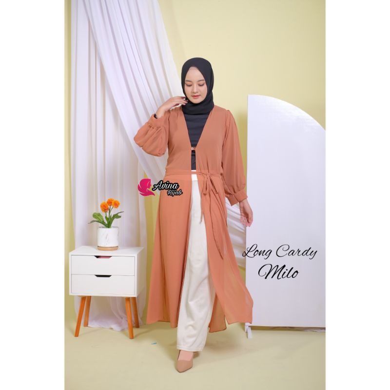 LONG OUTER / LONG CARDI OUTER BAHAN CERUTY BABY DOLL BELAH SAMPING BELAH DEPAN