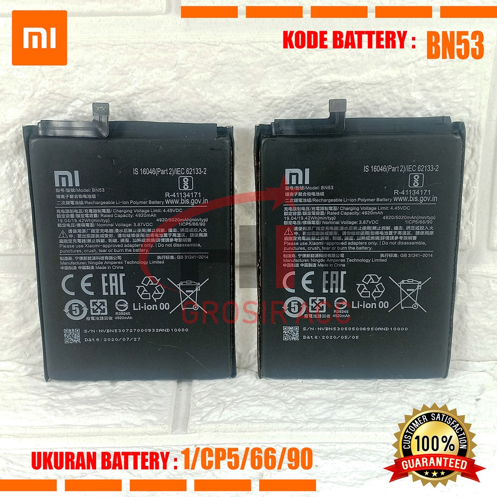 Baterai Battery Xiaomi BN53 For Xiaomi Redmi Note 9 Pro