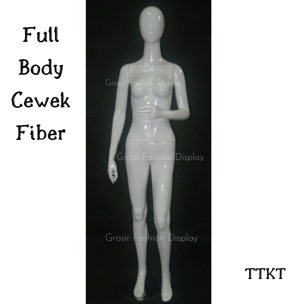 Patung Manekin Full Body Fiber Cewek Alien Putih Glossy Display Pakaian Patung Perempuan - SET D