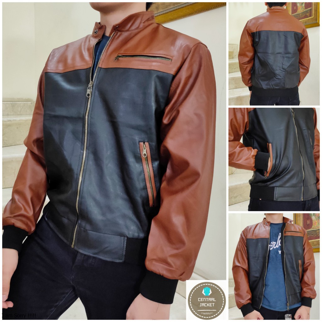 JAKET PRIA SEMI KULIT KOMBINASI PREMIUM - JAKET TOURING KULIT SINTETIS VIENA HIGH QUALITY