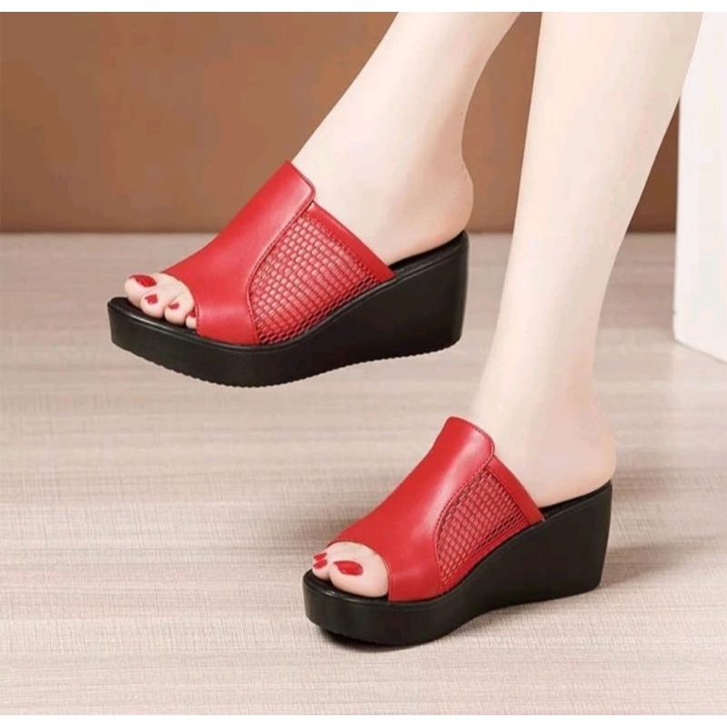 ABBUSHOES PH 21 wedges kokop jaring almira sol karet  7cm