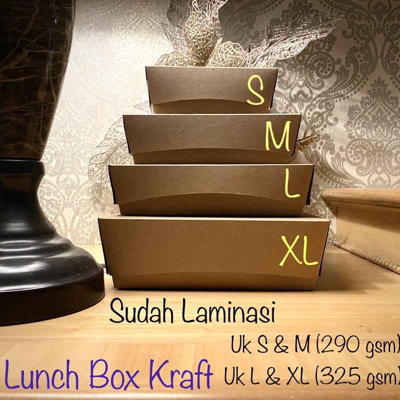 Lunch Box L Uk 18x11x5 Kraft 300 Gsm Laminasi Doff Anti Bocor / Paper Kraft 300 Gram Lunch Box L / Paper Lunch Box L / Brown Kraft Lunch Box L / Lunch Box Coklat L / Kotak Makan Kertas L