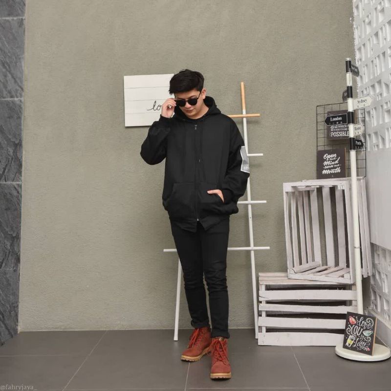 jaket sweater hoodie pria Lucky Five cowok XXL