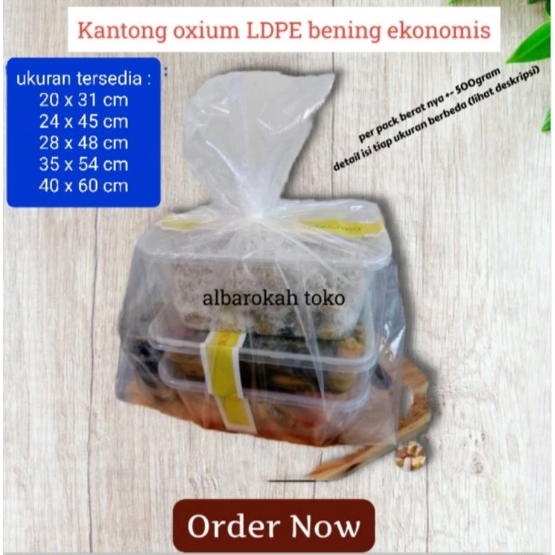 kantong kresek oxium bening transparan / kantong PE + oxium bening transparan / kantong oxium (go green)