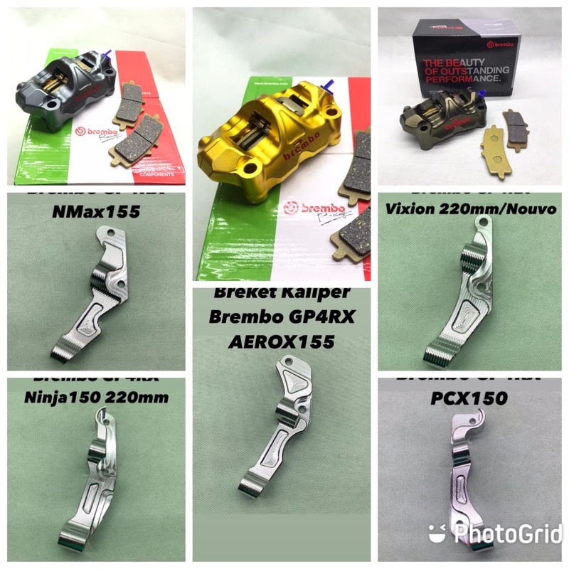 KALIPER BR3MB0 MONOBLOK GP4RX 108MM CNC NICKEL SET BREKET AEROX NMAX PCX VIXION NOUVO NINJA PNP