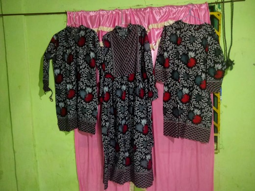 Batik Couple Keluarga Sania Ruffle Ori Ndoro Jowi Dnt Motif Kembang Langit