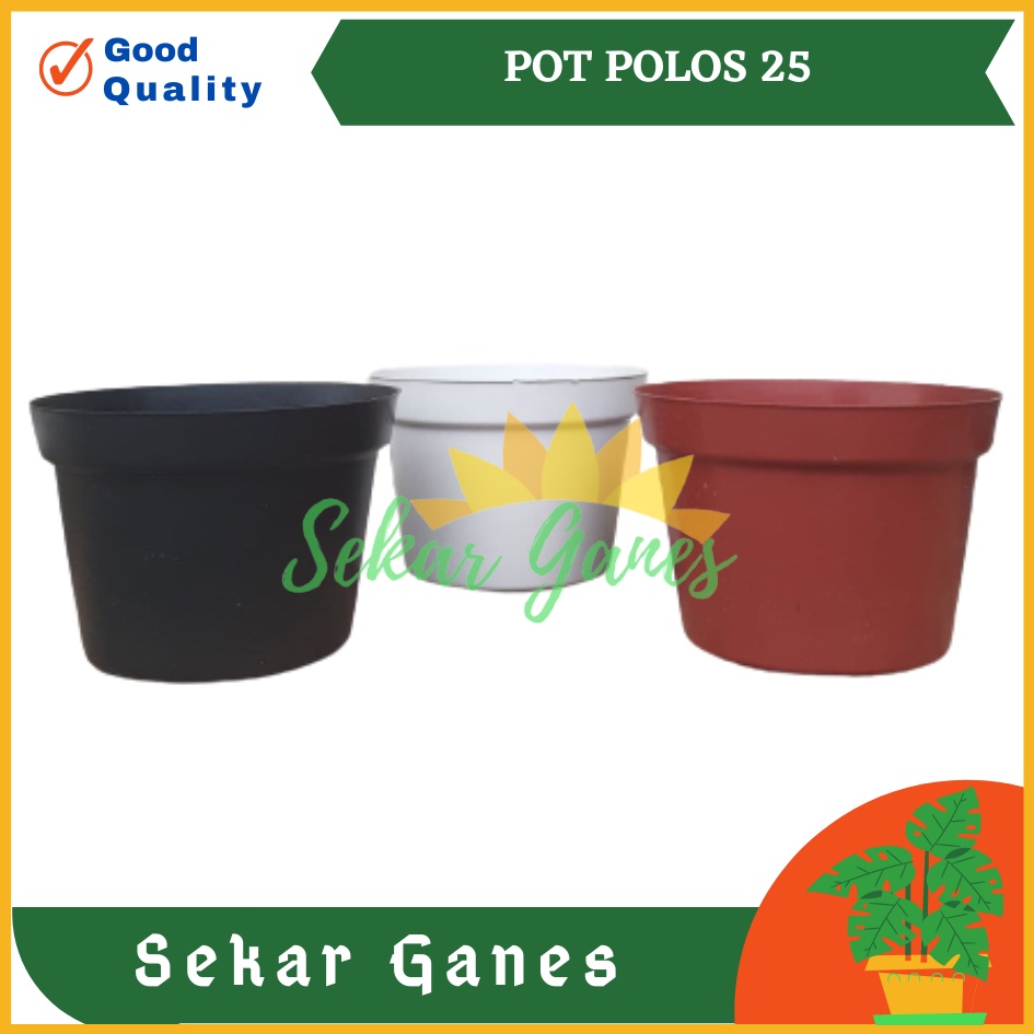 TEBAL POT Bunga 25CM HITAM Motif POLOS - Pot Plastik 25 Cm Bibit HITAM Ori OK