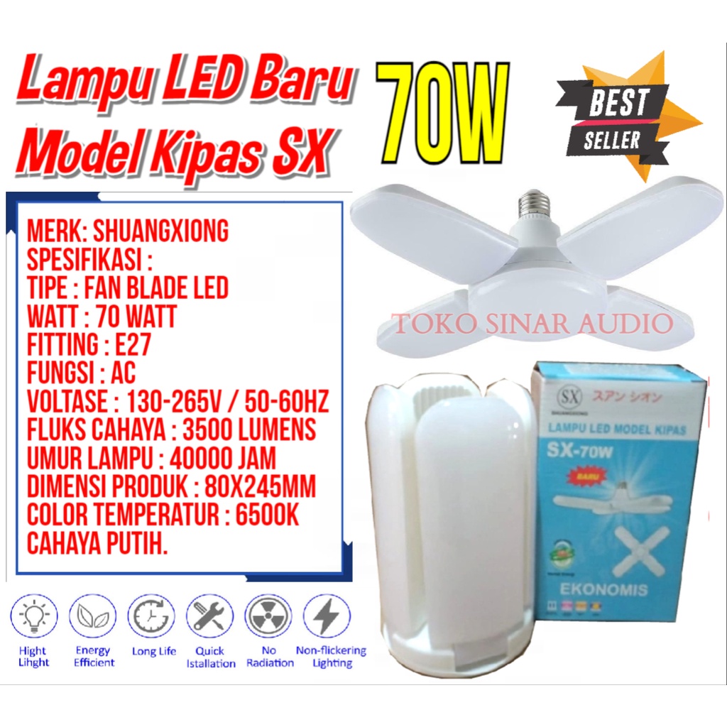 Lampu LED SX Model Kipas 4 Baling - Lampu LED - Lampu Kipas 70 Watt ShuangXiong