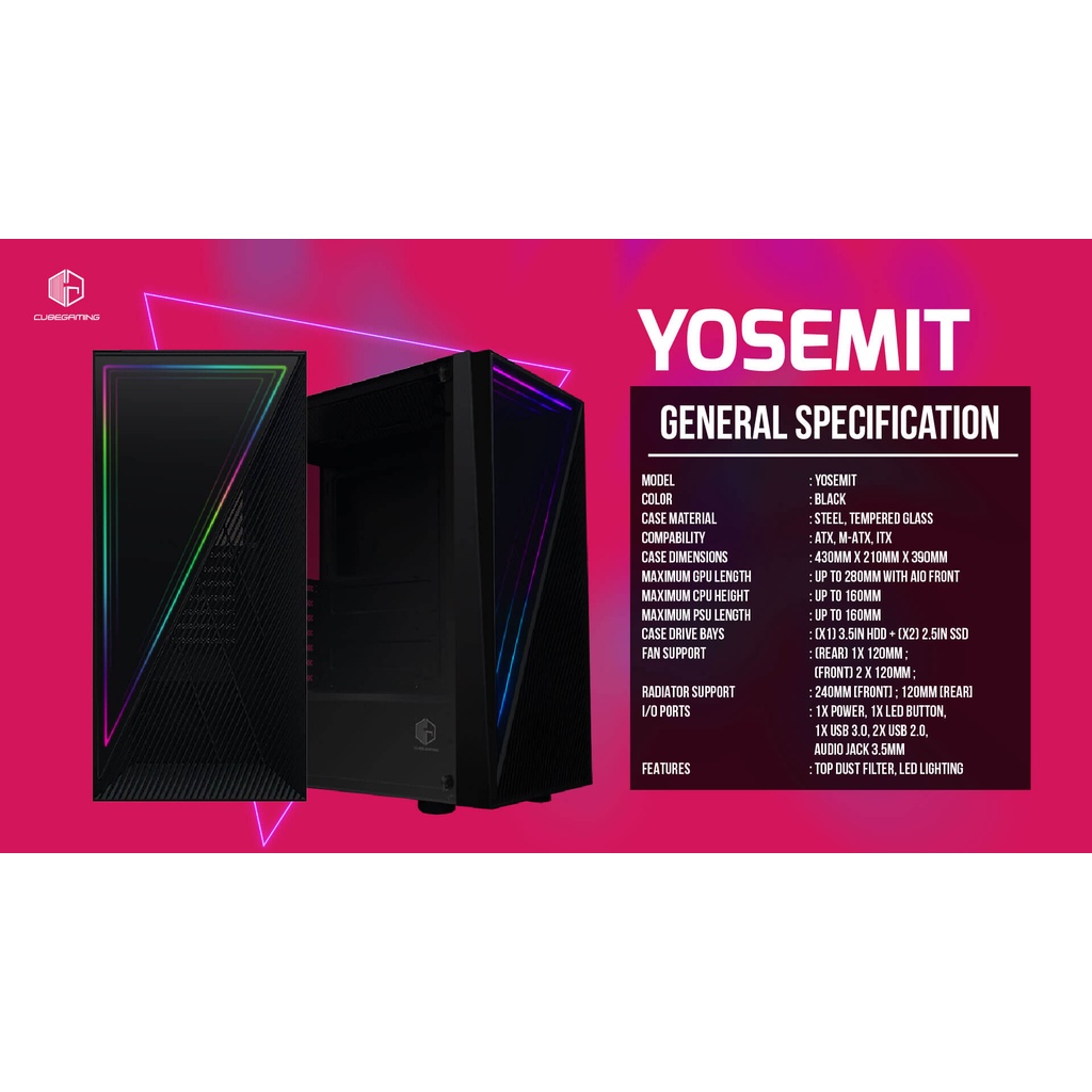 Cube Gaming Yosemit with RGB Led Casing PC Gaming