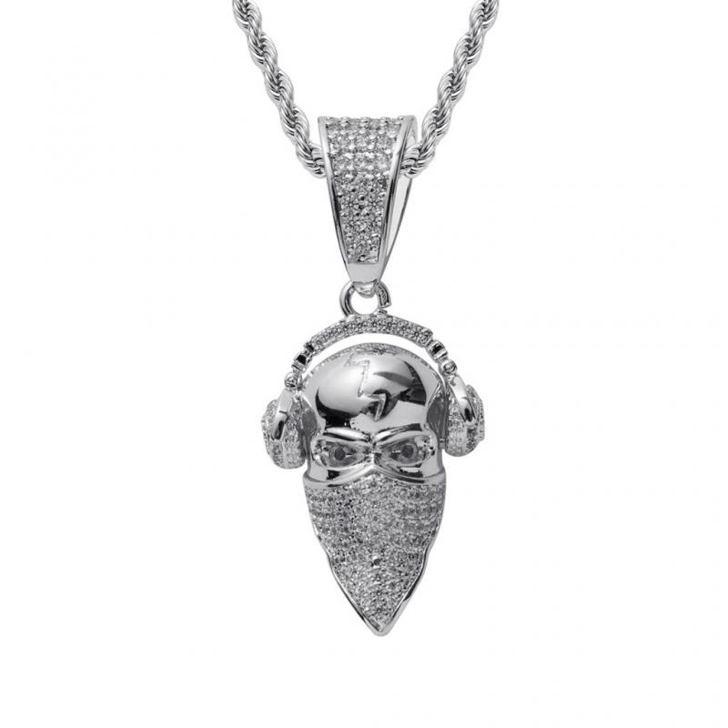 Kalung Liontin Topeng Tengkorak Gaya Hip Hop Rock Rapper Kreatif Untuk Pria