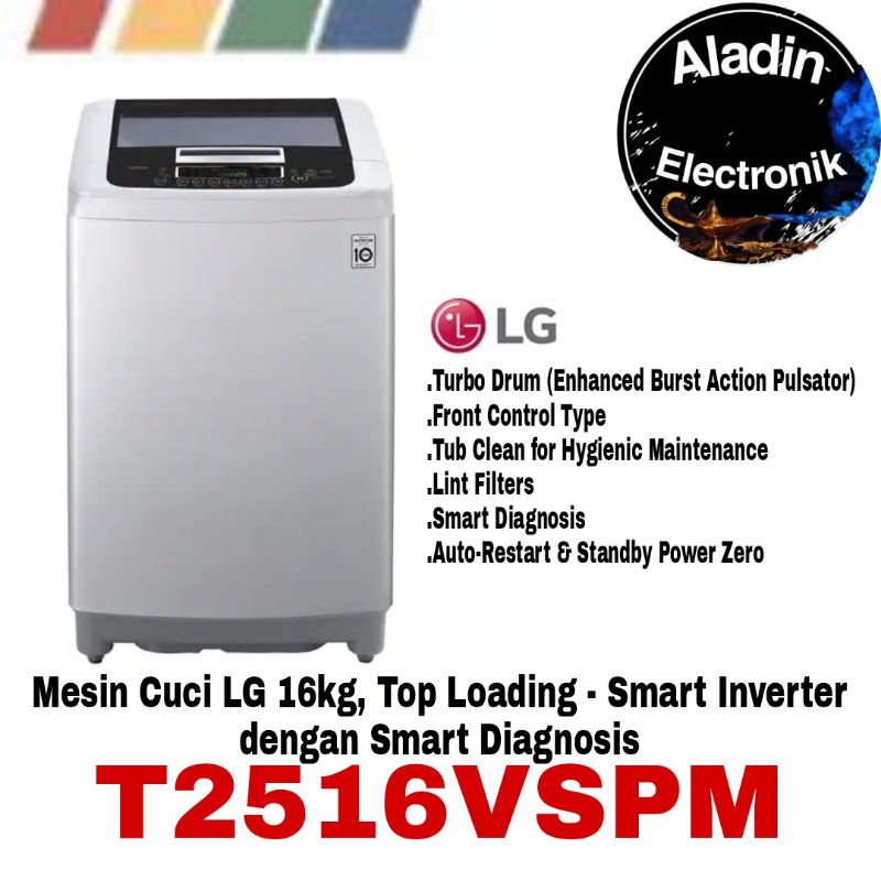 MESIN CUCI LG T2516VSPM TOP LOADING 16 KG SMART INVERTER