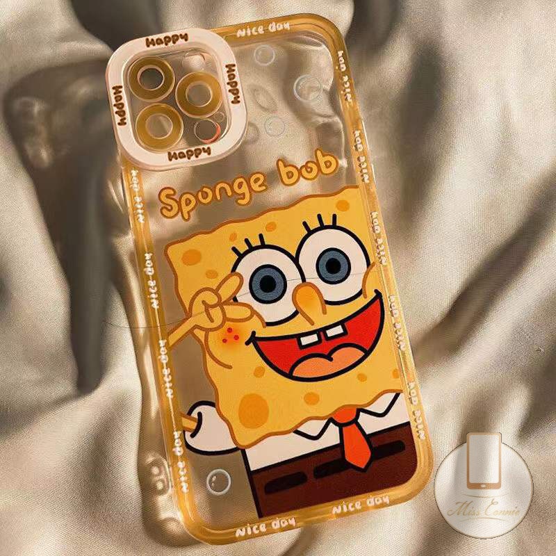 IPHONE Kartun SpongeBob Patrick Star Soft Case Kompatibel Untuk Iphone11 7 8 Plus XR X 6 6s Plus SE 2020 XS 11 Pro Max 14 12 13 Pro Max Bening Lembut TPU Penutup Belakang Untuk Pecinta Teman