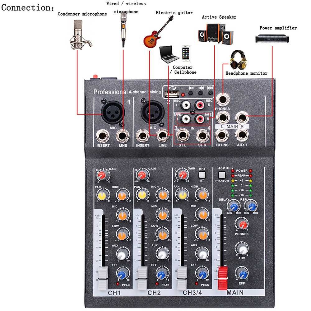 LEORY MIXER Mini Portable LIve Audio Mixer 4 Channel - 647867