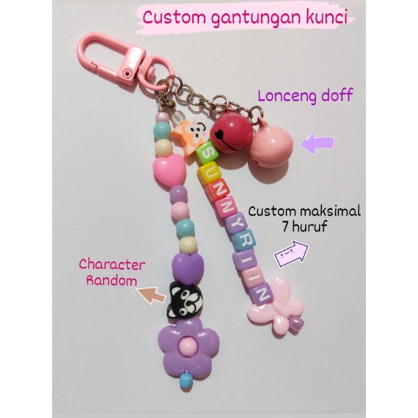 gantungan kunci custom / gantungan kunci manik / gantungan kunci lonceng