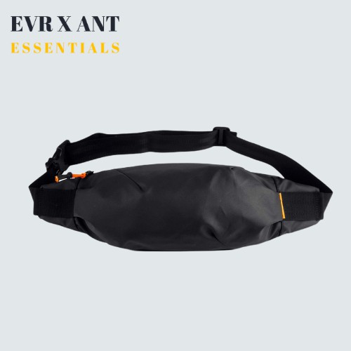 ☀ EVR X ANT ☀ Waist Bag Pria HYUGA - Tas Pinggang - Fanny Pack - Black Waistbag Pria Anti Air - waterproof