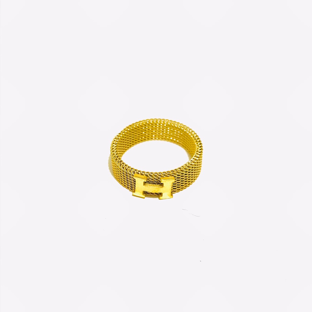 Cincin Titanium Kasual Wanita Lapis Emas Anti Karat CT-45