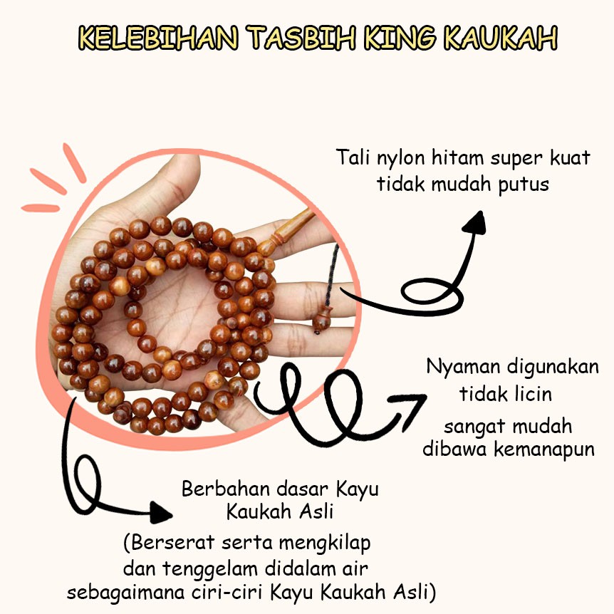 Tasbih kaukah kokka koka 1000 Butir Asli BERSERTIFIKAT Bonus Parfum&amp;Gelang King kaukah