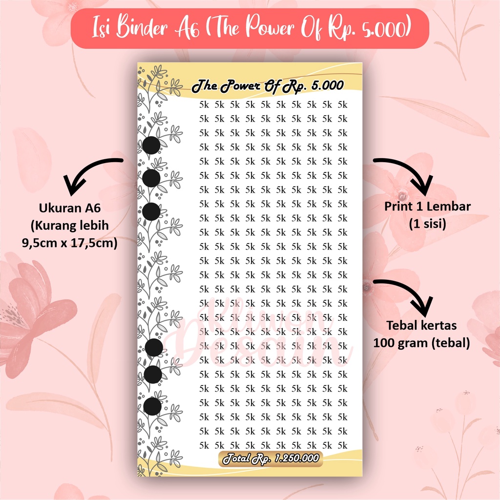 

isi kertas binder a6 ring 6 the power of rp. 5000