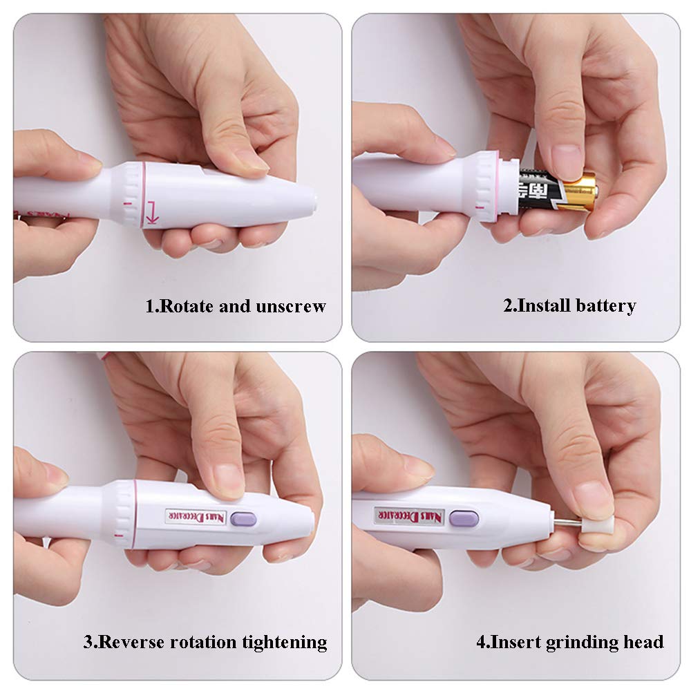 Set Alat Kikir Kuku Elektrik Mini Portable Tenaga Baterai Untuk Manicure / Nail Art