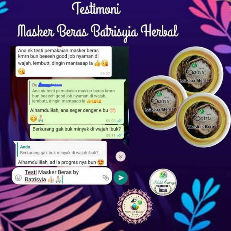 Batrisyia Masker Beras / Masker beras alami